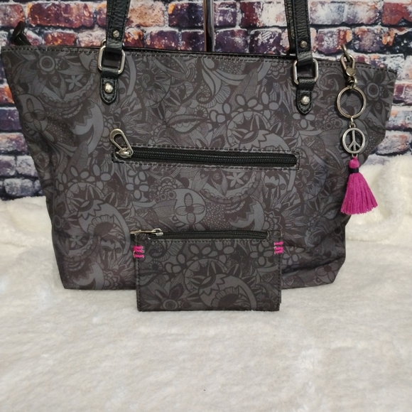 2 pc. Sakroots Metro Tote Bag & Encino Wallet ~Spirit Desert~ BlackTonal EUC - Picture 2 of 14